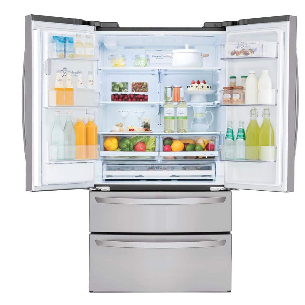 28 Cu. Ft. 4-Door French Door Smart Refrigerator with Ice and Water Dispenser in Printproof Stainless Steel