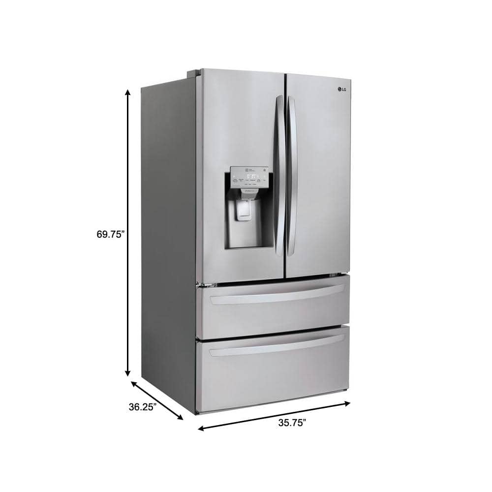28 Cu. Ft. 4-Door French Door Smart Refrigerator with Ice and Water Dispenser in Printproof Stainless Steel