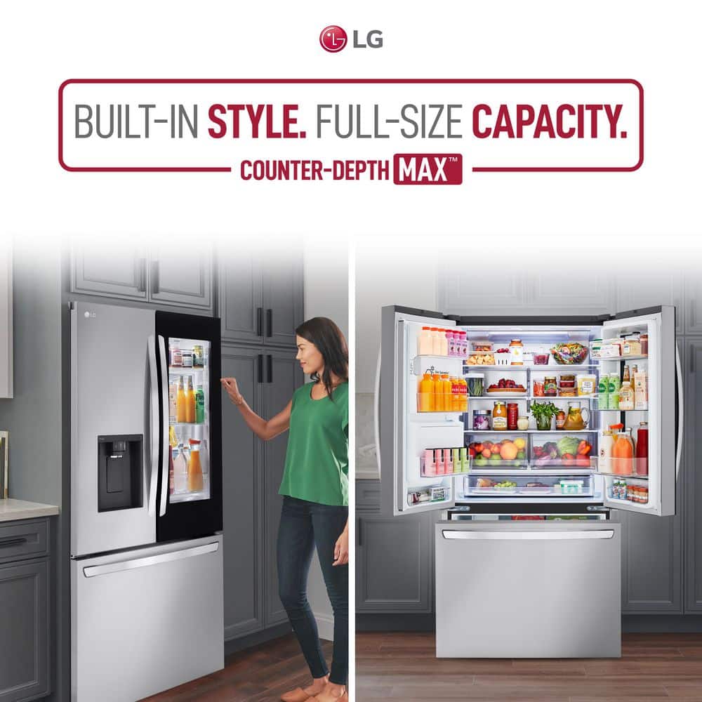 27 Cu. Ft. Smart Counter-Depth MAX French Door Refrigerator with Internal Water Dispenser in Printproof Stainless Steel