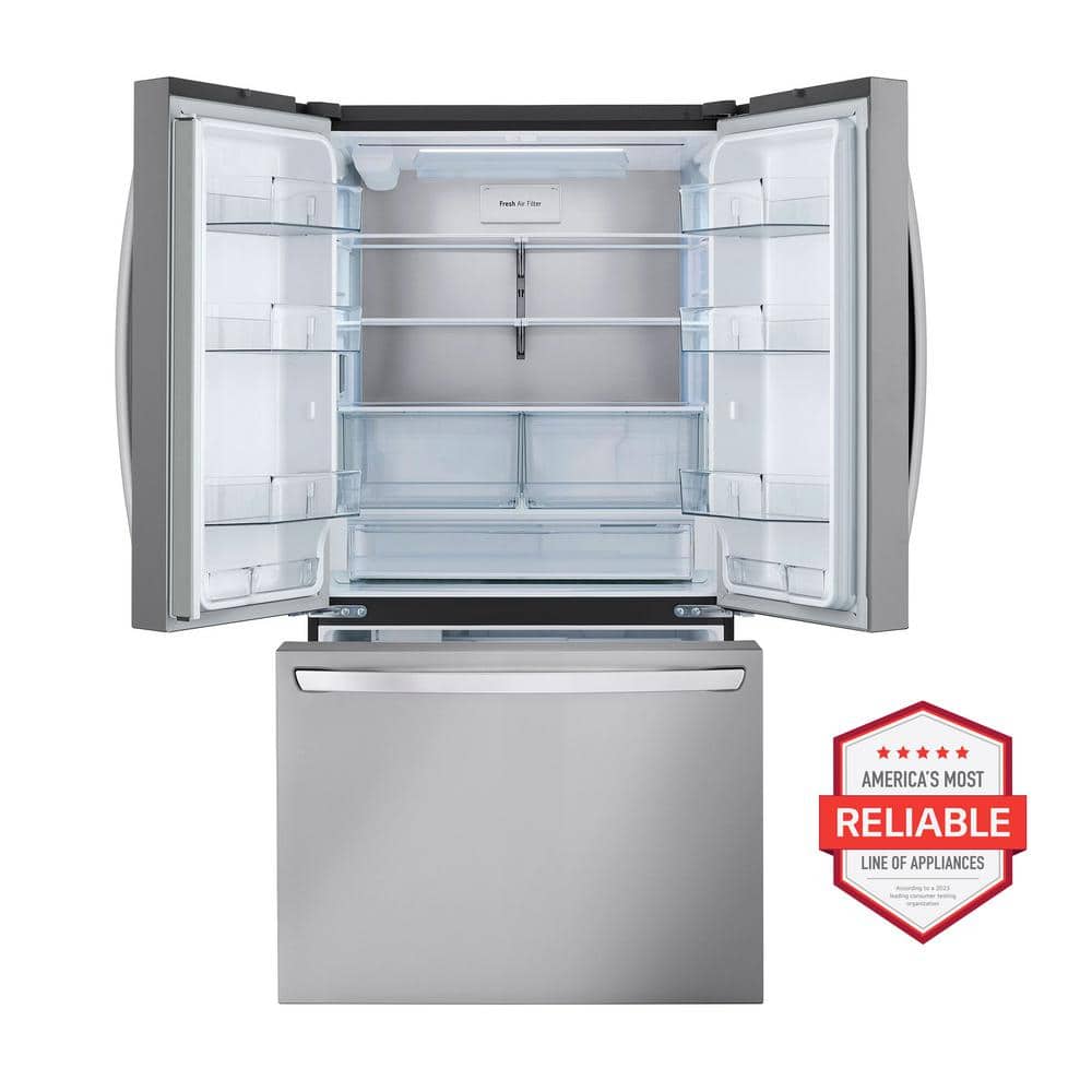 27 Cu. Ft. Smart Counter-Depth MAX French Door Refrigerator with Internal Water Dispenser in Printproof Stainless Steel