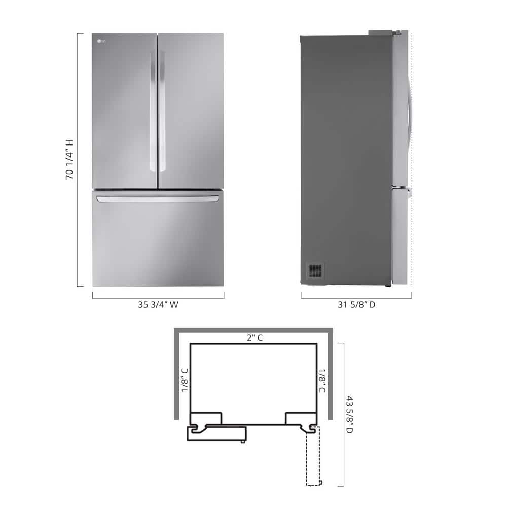 27 Cu. Ft. Smart Counter-Depth MAX French Door Refrigerator with Internal Water Dispenser in Printproof Stainless Steel