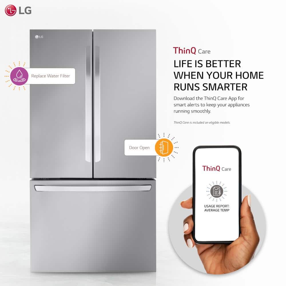 27 Cu. Ft. Smart Counter-Depth MAX French Door Refrigerator with Internal Water Dispenser in Printproof Stainless Steel