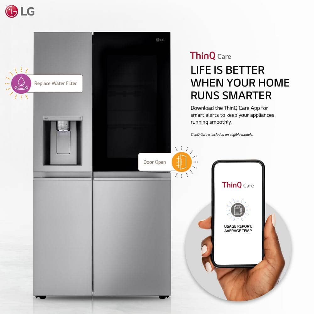 27 Cu. Ft. Side by Side Smart Refrigerator W/ Instaview and Craft Ice in Printproof Stainless Steel