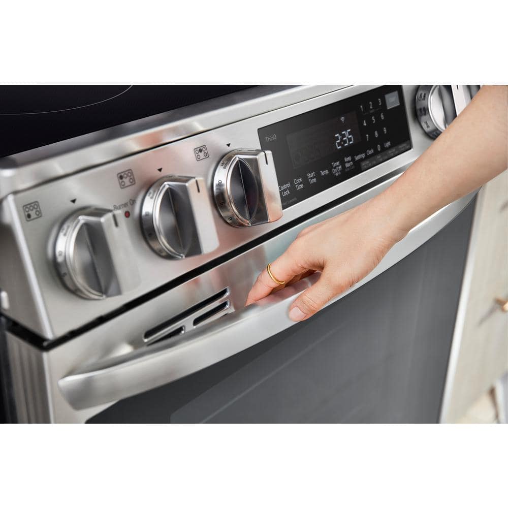 30 In. 5 Burner Element Slide-In Induction Range with Instaview and Air Fry in Printproof Stainless Steel