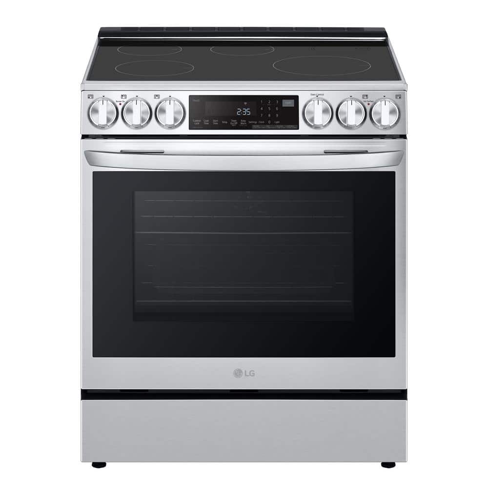 30 In. 5 Burner Element Slide-In Induction Range with Instaview and Air Fry in Printproof Stainless Steel
