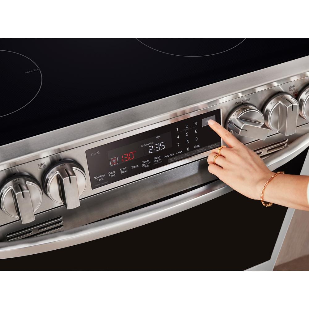 30 In. 5 Burner Element Slide-In Induction Range with Instaview and Air Fry in Printproof Stainless Steel