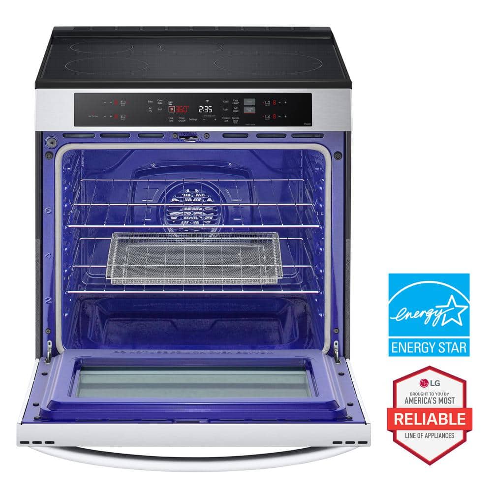 6.3 Cu. Ft. SMART Induction Slide-In Range in Printproof Stainless Steel with Convection, Easyclean, and Air Fry Tray