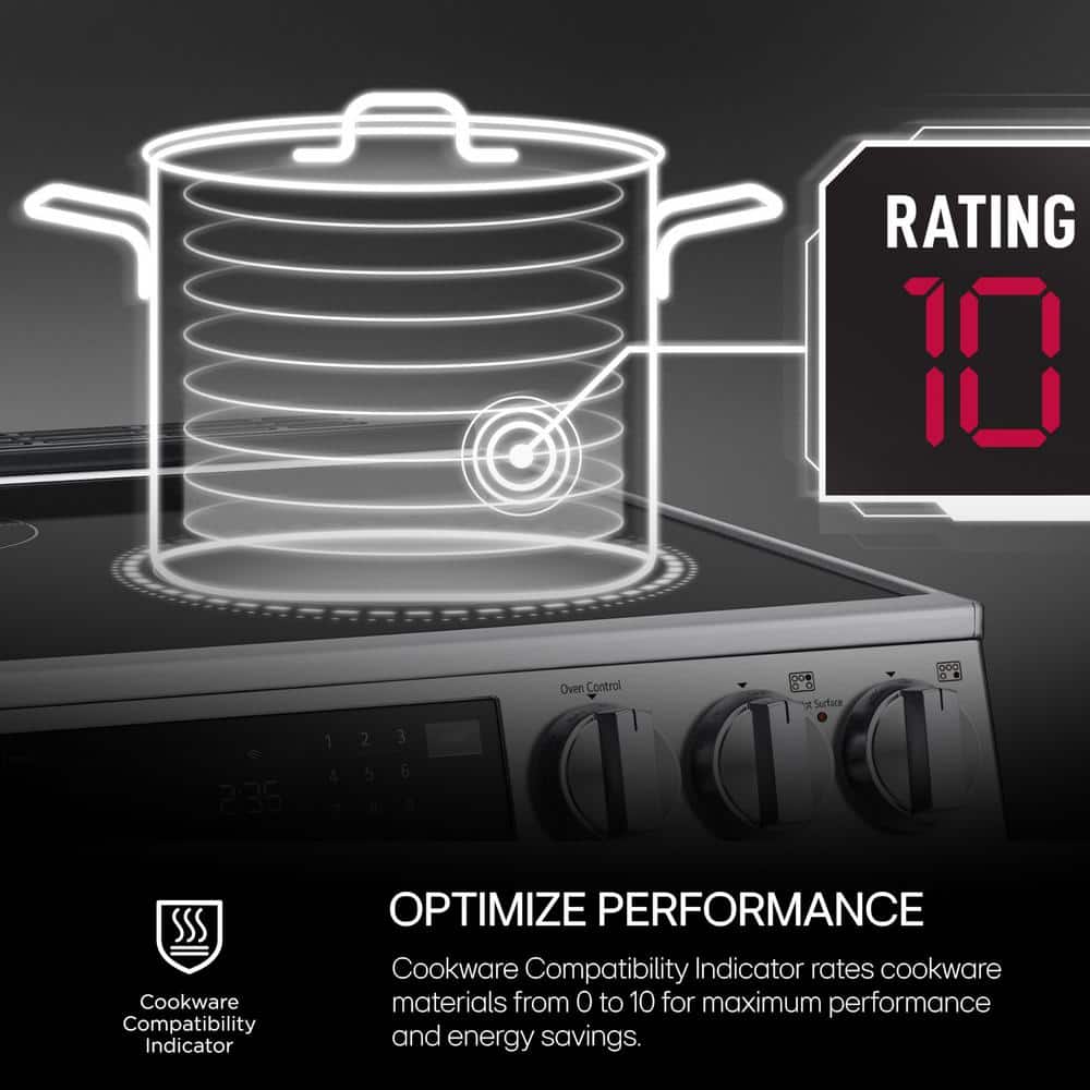 6.3 Cu. Ft. SMART Induction Slide-In Range in Printproof Stainless Steel with Convection, Easyclean, and Air Fry Tray