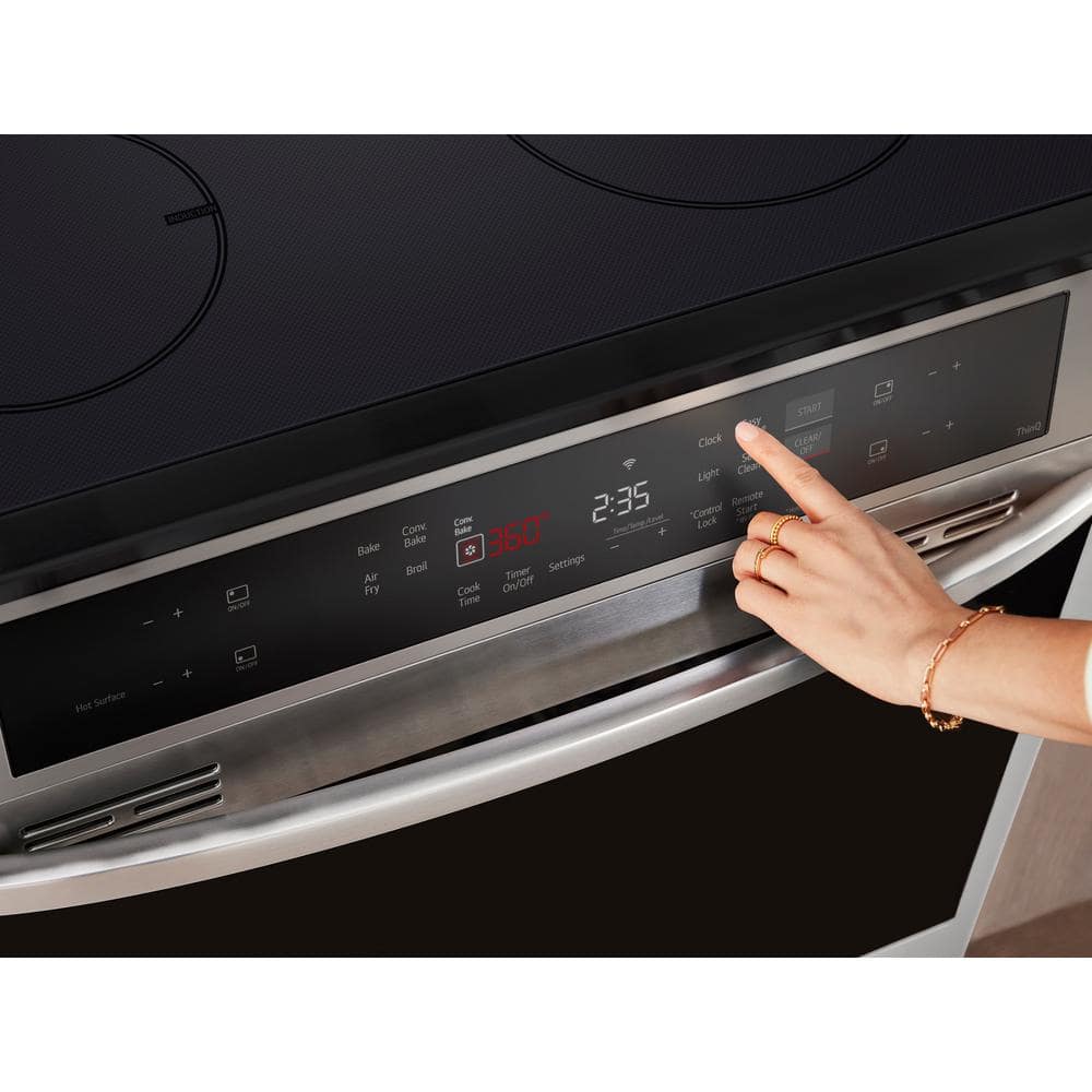 6.3 Cu. Ft. SMART Induction Slide-In Range in Printproof Stainless Steel with Convection, Easyclean, and Air Fry Tray
