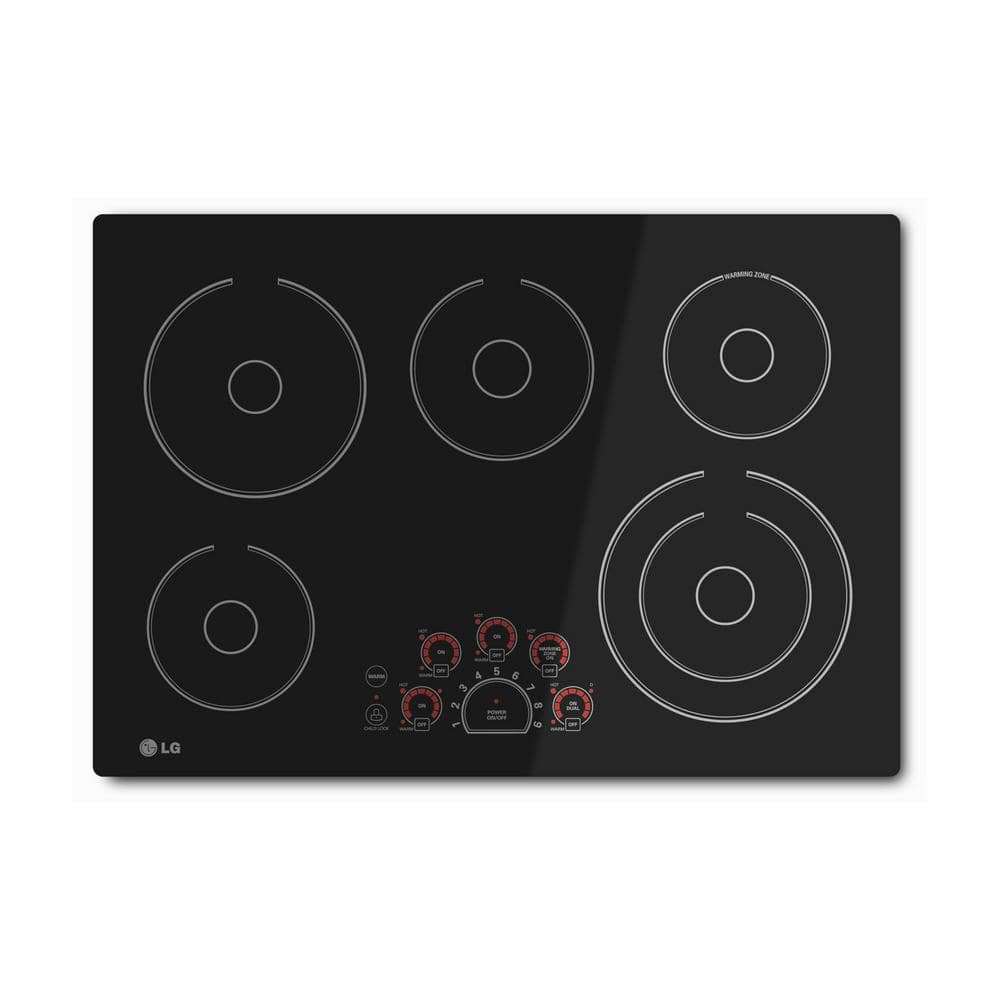 30 In. Radiant Smooth Surface Electric Cooktop in Black with 5 Burner Elements and Smoothtouch Controls
