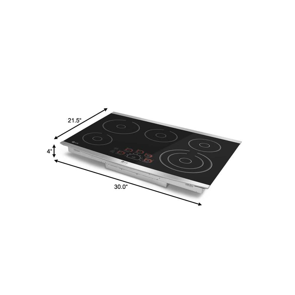30 In. Radiant Smooth Surface Electric Cooktop in Black with 5 Burner Elements and Smoothtouch Controls