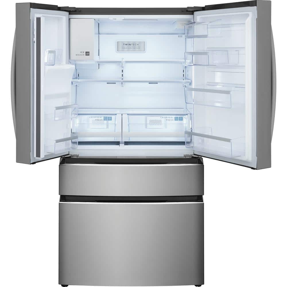 Gallery 36 In. 22 Cu. Ft. Counter-Depth 4-Door French Door Refrigerator in Smudge-Proof Stainless Steel