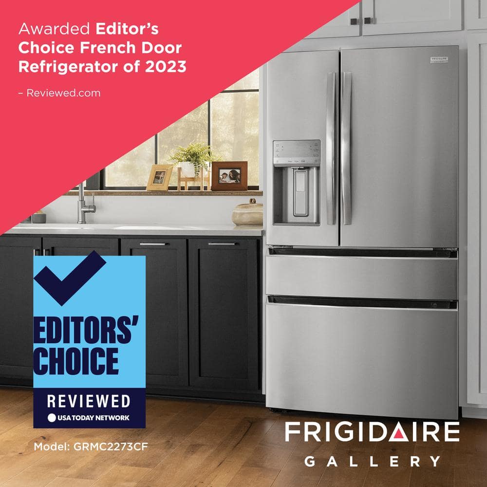 Gallery 36 In. 22 Cu. Ft. Counter-Depth 4-Door French Door Refrigerator in Smudge-Proof Stainless Steel