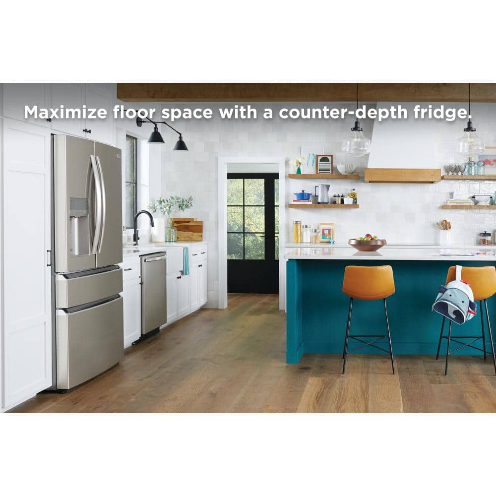 Gallery 36 In. 22 Cu. Ft. Counter-Depth 4-Door French Door Refrigerator in Smudge-Proof Stainless Steel