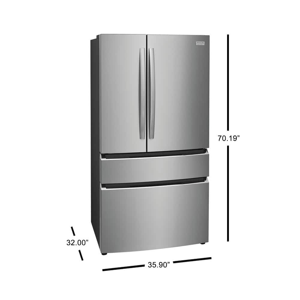 Gallery 36 In. 22 Cu. Ft. Counter-Depth 4-Door French Door Refrigerator in Smudge-Proof Stainless Steel