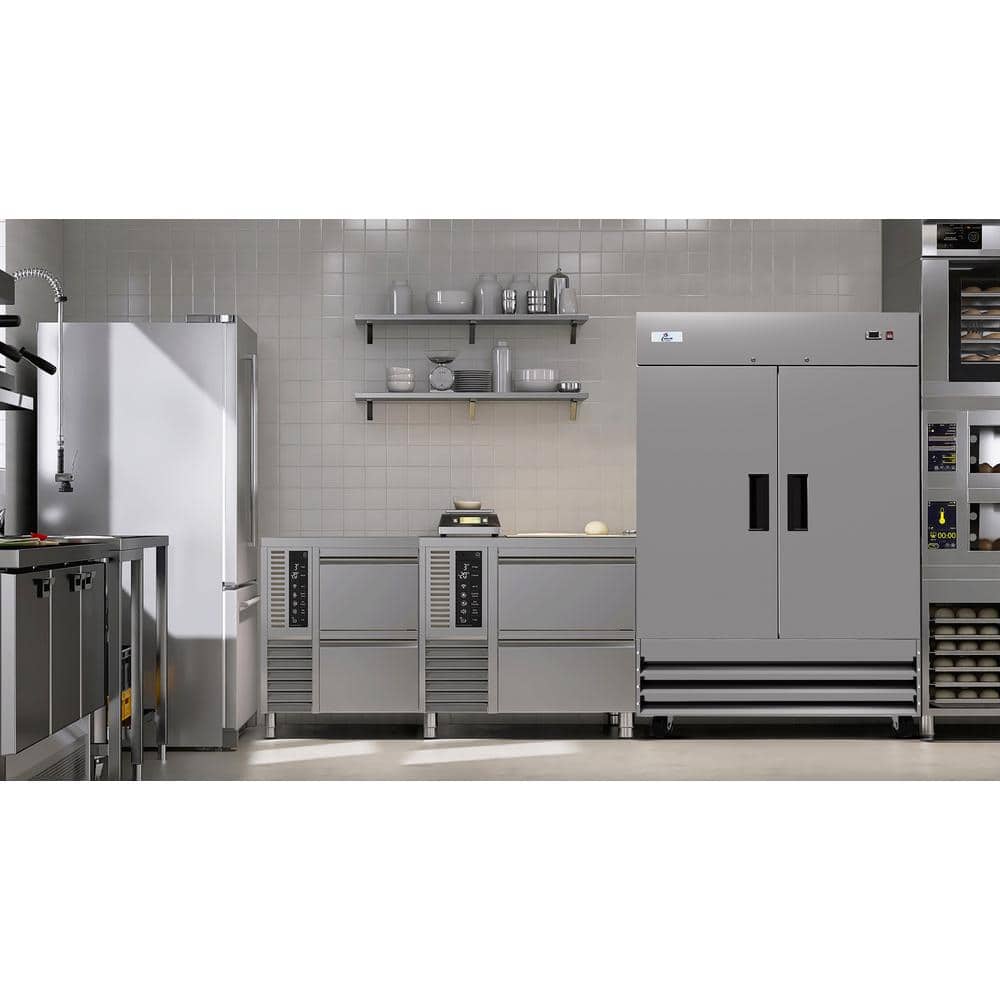 54 In. W 49 Cu. Ft. 2-Door Commercial Reach in Upright Refrigerator in Stainless Steel