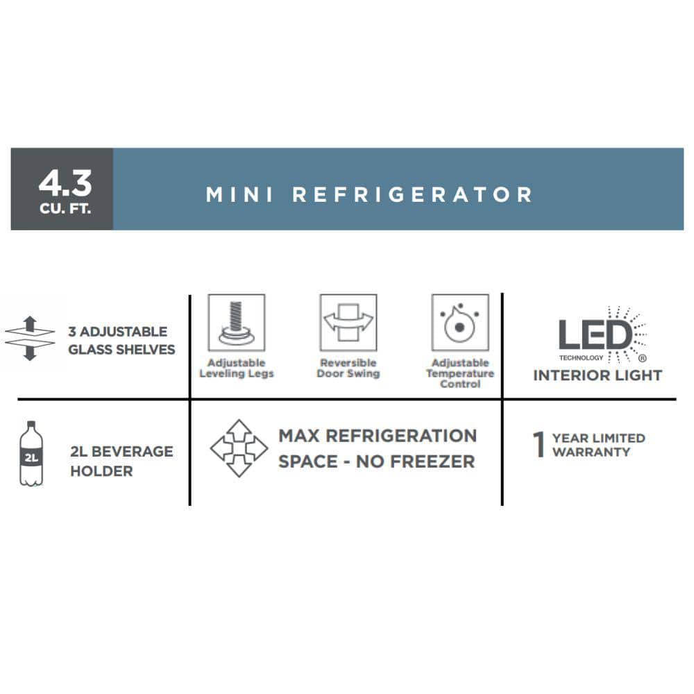 4.3 Cu. Ft. Mini Refrigerator in Stainless Steel, ENERGY STAR