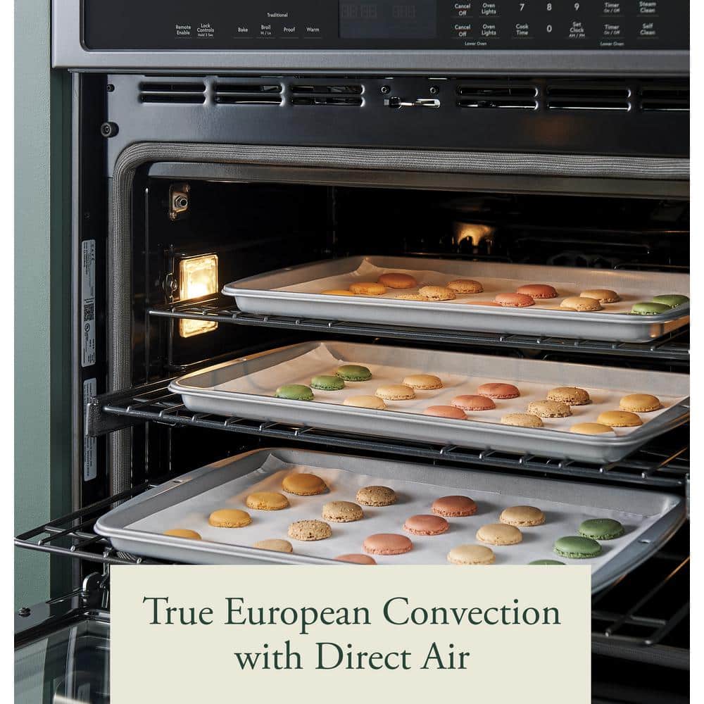 30 In. Smart Double Electric French-Door Wall Oven with Convection Self Cleaning in Stainless Steel