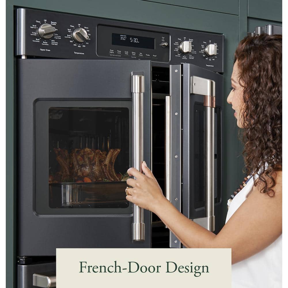 30 In. Smart Double Electric French-Door Wall Oven with Convection Self Cleaning in Stainless Steel