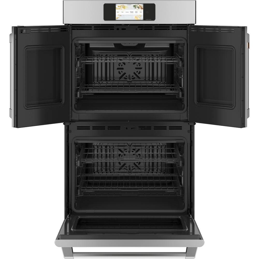 30 In. Smart Double Electric French-Door Wall Oven with Convection Self Cleaning in Stainless Steel