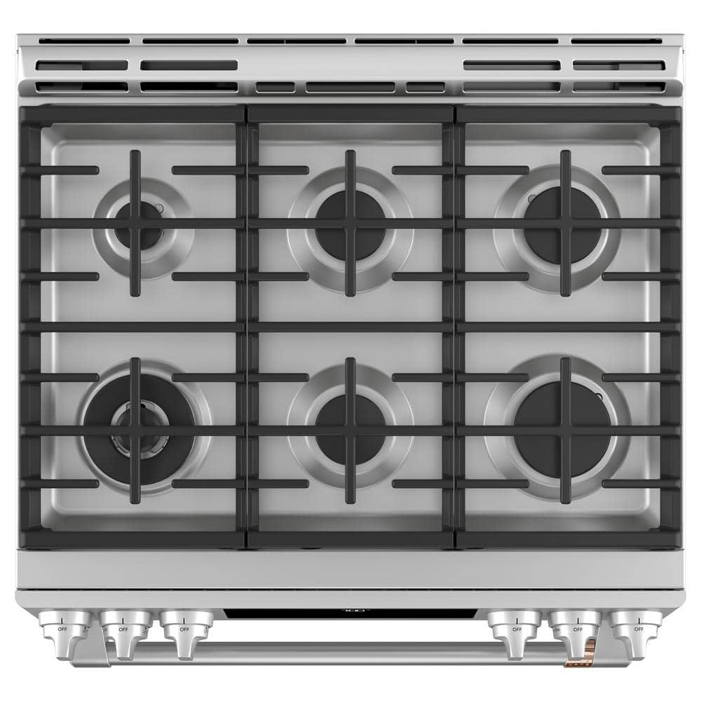30 In. 5 Burner Element Smart Slide-In Double Oven Induction Range with Convection in Stainless Steel
