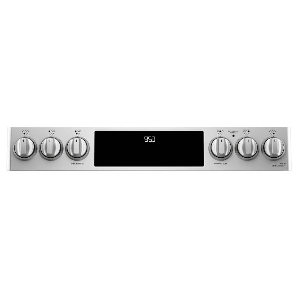 30 In. 5 Burner Element Smart Slide-In Double Oven Induction Range with Convection in Stainless Steel