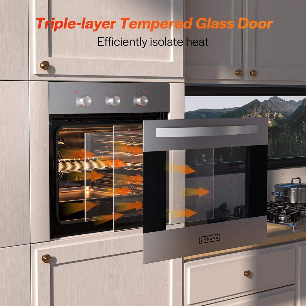 24 In. Single Electric Wall Oven with Convection Fan in Stainless Steel