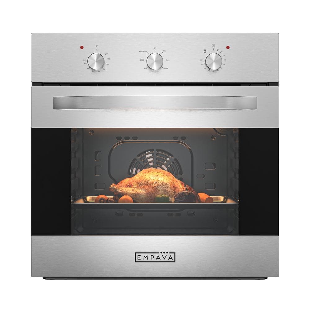 24 In. Single Electric Wall Oven with Convection Fan in Stainless Steel