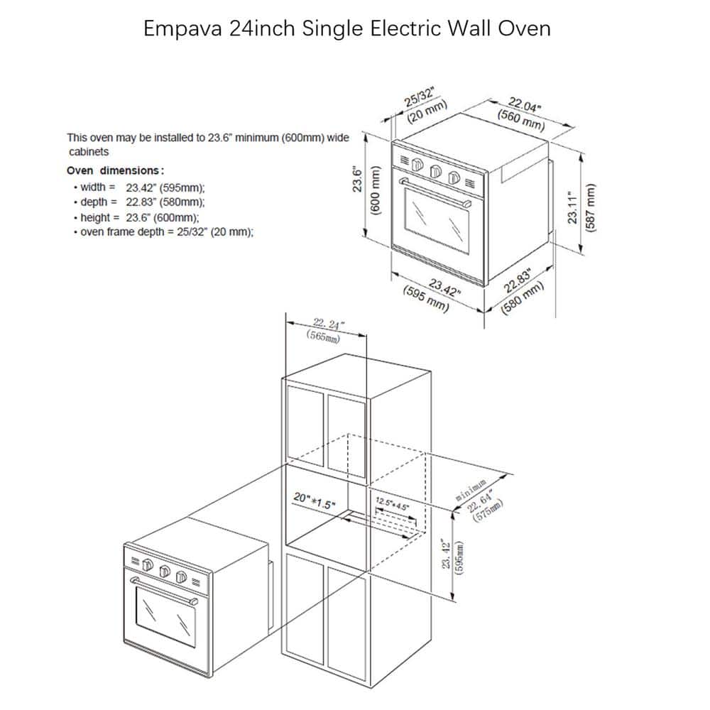 24 In. Single Electric Wall Oven with Convection Fan in Stainless Steel