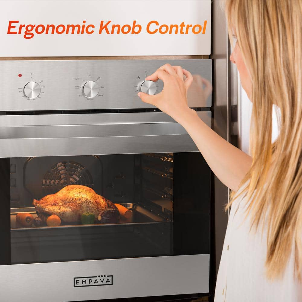 24 In. Single Electric Wall Oven with Convection Fan in Stainless Steel
