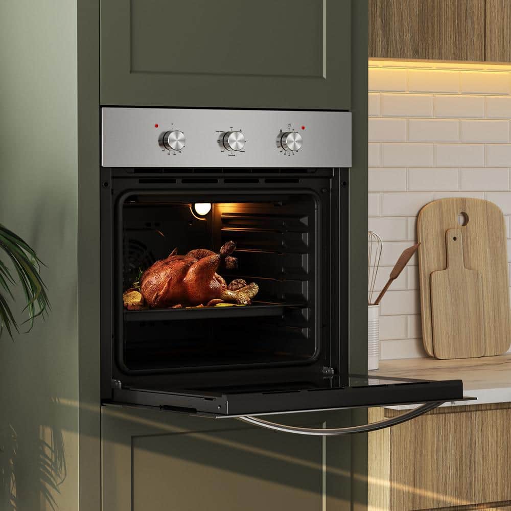 24 In. Single Electric Wall Oven with Convection Fan in Stainless Steel