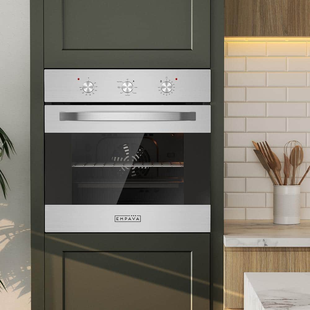 24 In. Single Electric Wall Oven with Convection Fan in Stainless Steel