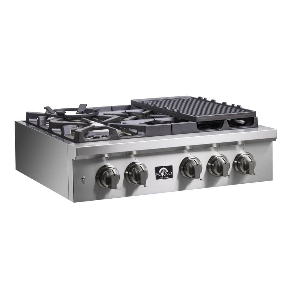 Alta Qualita 30 In. Pro-Style GAS 5 Sealed Brass Burners 100,000 BTU All 304 Stainless Steel