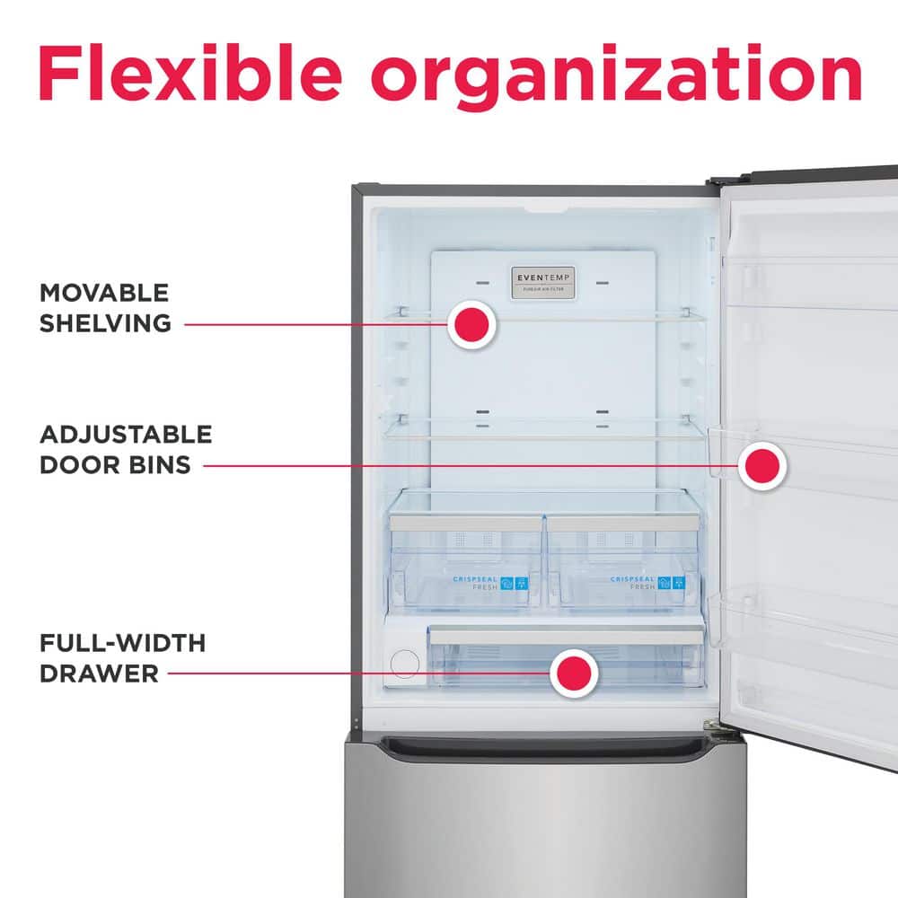Gallery 30 In. 20.3 Cu. Ft. Bottom Freezer Refrigerator in Smudge-Proof Stainless Steel with Internal Water Dispenser