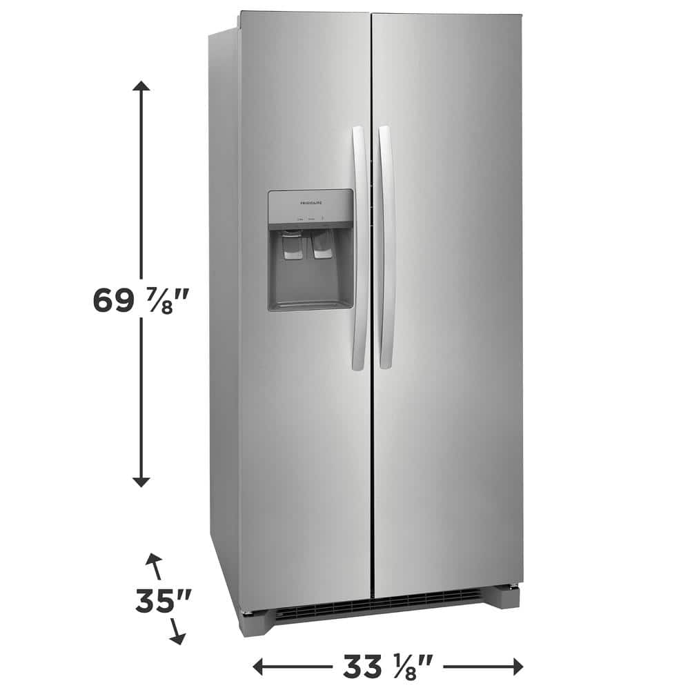 33 In. 22.3 Cu. Ft. Standard Depth Side by Side Refrigerator in Stainless Steel