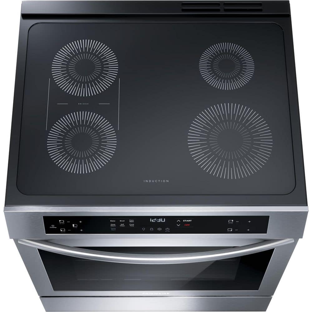 30 in 5.3 Cu.Ft. 4-Burner Element Slide-In Front Control Self-Cleaning Induction Range W/ Convection in Stainless Steel