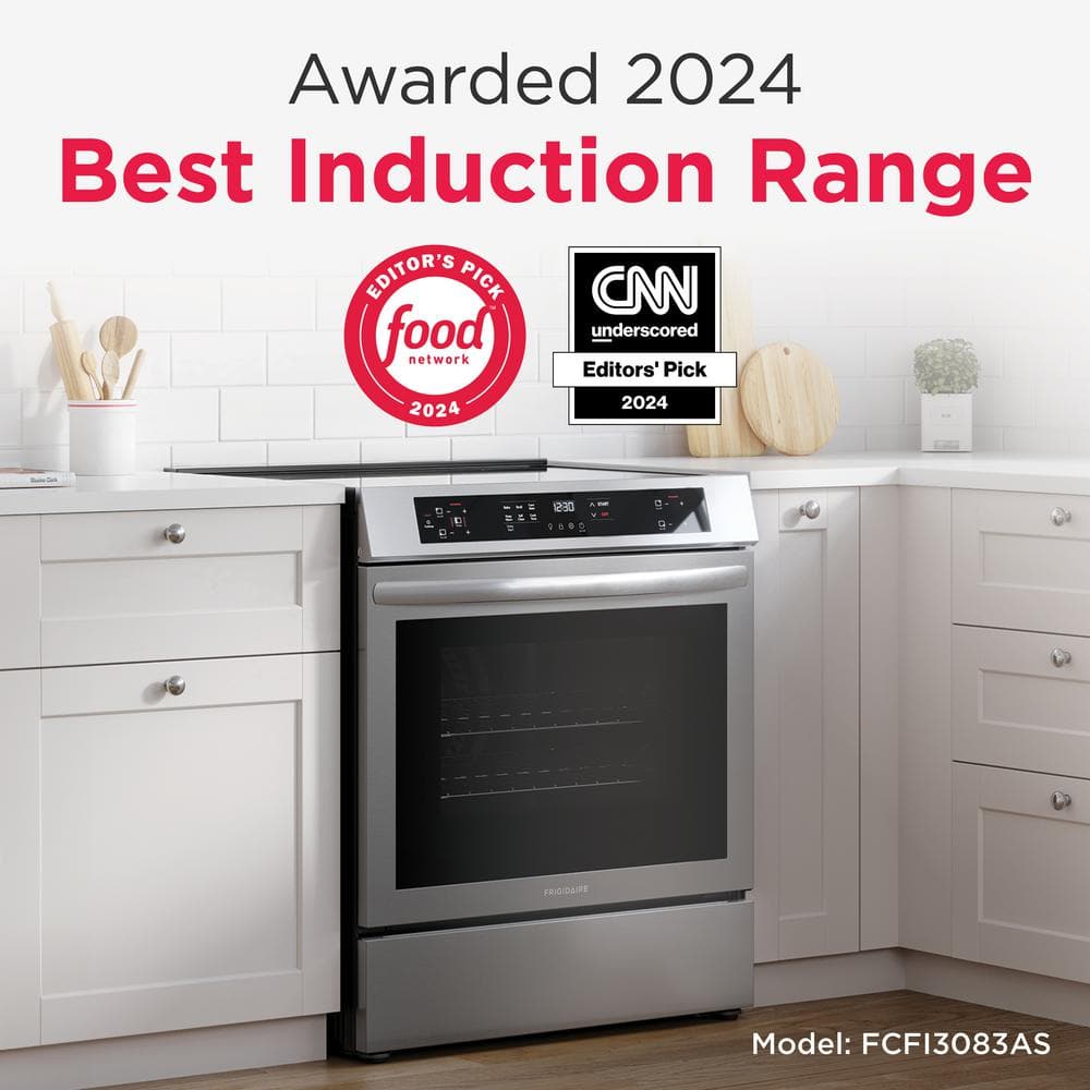 30 in 5.3 Cu.Ft. 4-Burner Element Slide-In Front Control Self-Cleaning Induction Range W/ Convection in Stainless Steel