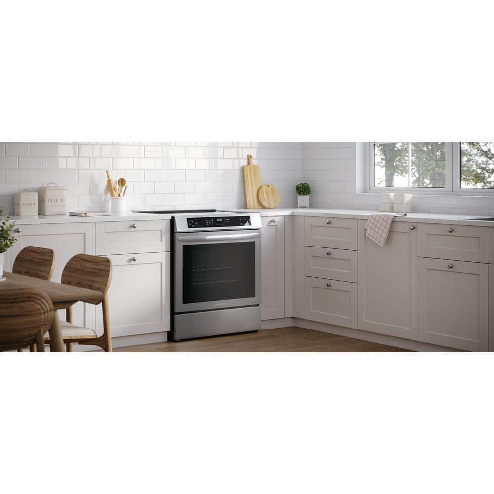 30 in 5.3 Cu.Ft. 4-Burner Element Slide-In Front Control Self-Cleaning Induction Range W/ Convection in Stainless Steel