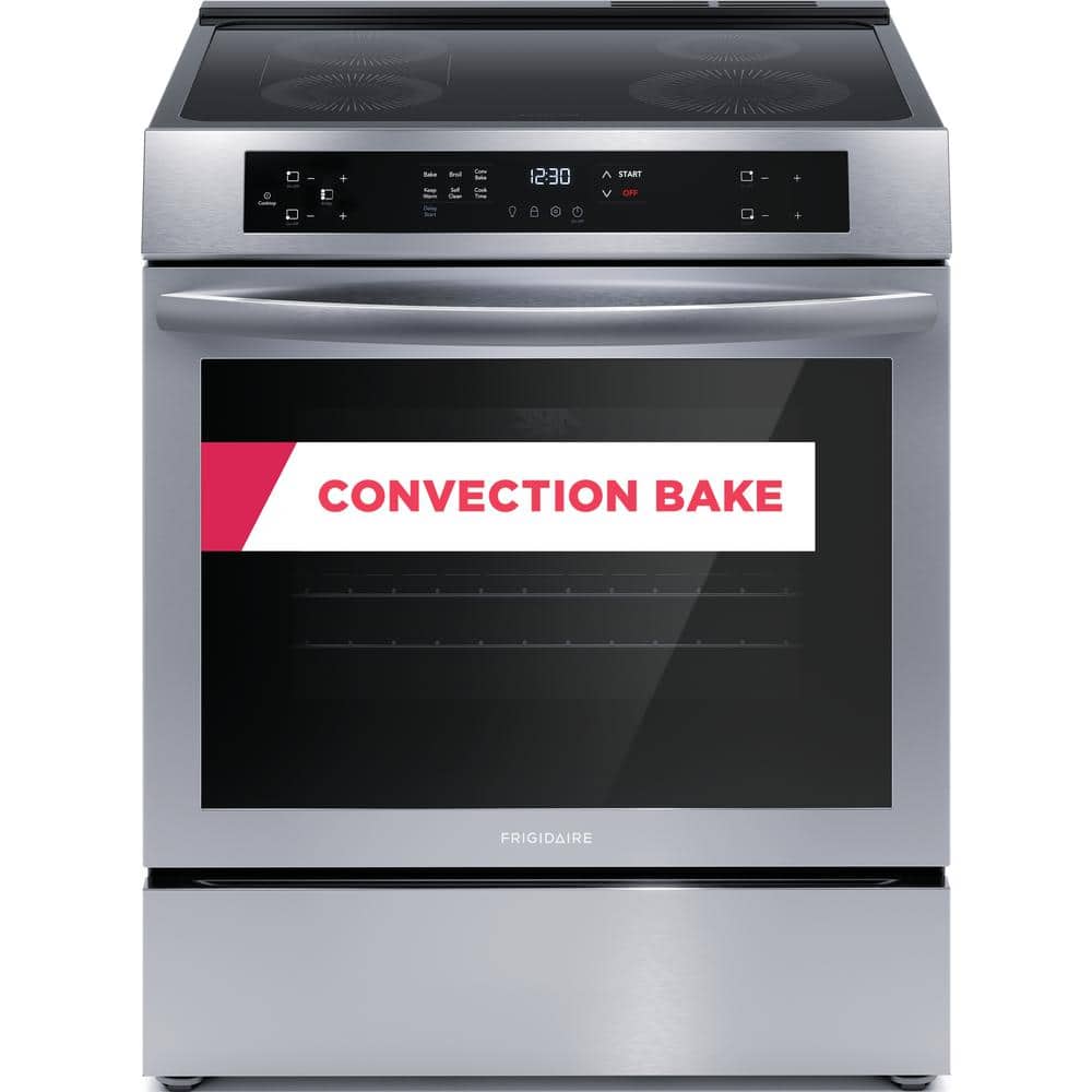 30 in 5.3 Cu.Ft. 4-Burner Element Slide-In Front Control Self-Cleaning Induction Range W/ Convection in Stainless Steel