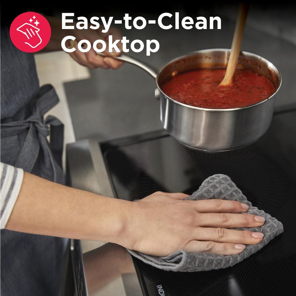 30 in 5.3 Cu.Ft. 4-Burner Element Slide-In Front Control Self-Cleaning Induction Range W/ Convection in Stainless Steel