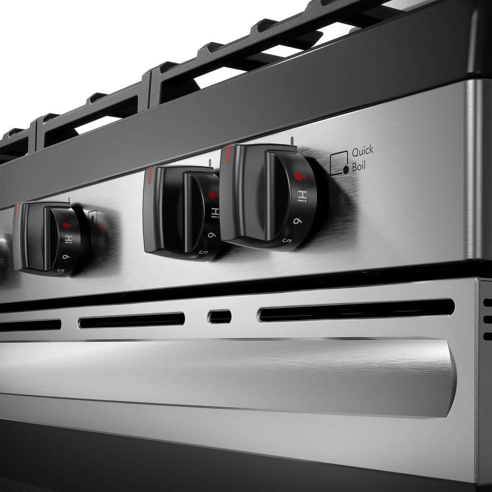 30 In. 5 Burner Freestanding Gas Range in Stainless Steel with Quick Boil and Even Baking Technology