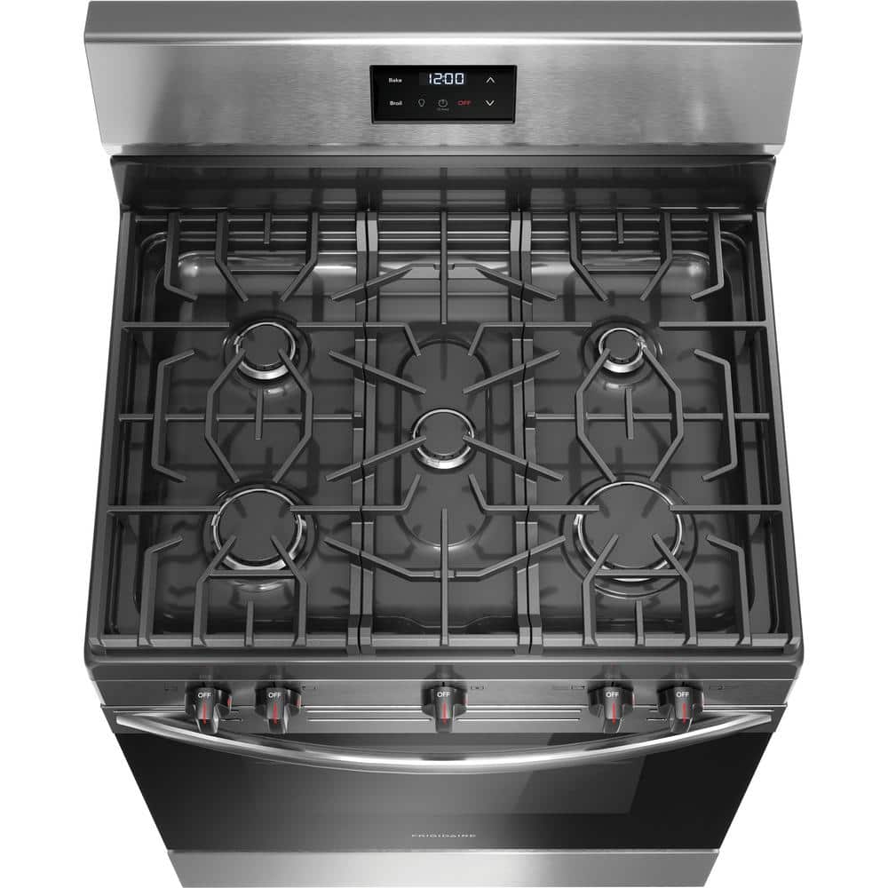 30 In. 5 Burner Freestanding Gas Range in Stainless Steel with Quick Boil and Even Baking Technology