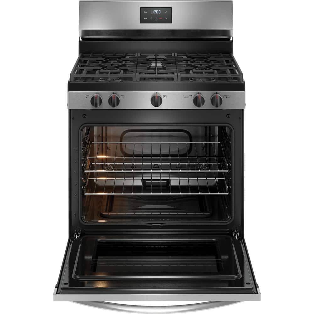 30 In. 5 Burner Freestanding Gas Range in Stainless Steel with Quick Boil and Even Baking Technology