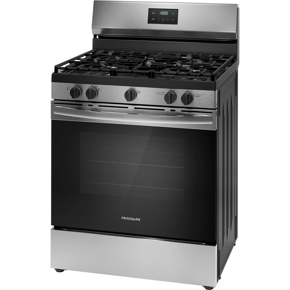 30 In. 5 Burner Freestanding Gas Range in Stainless Steel with Quick Boil and Even Baking Technology