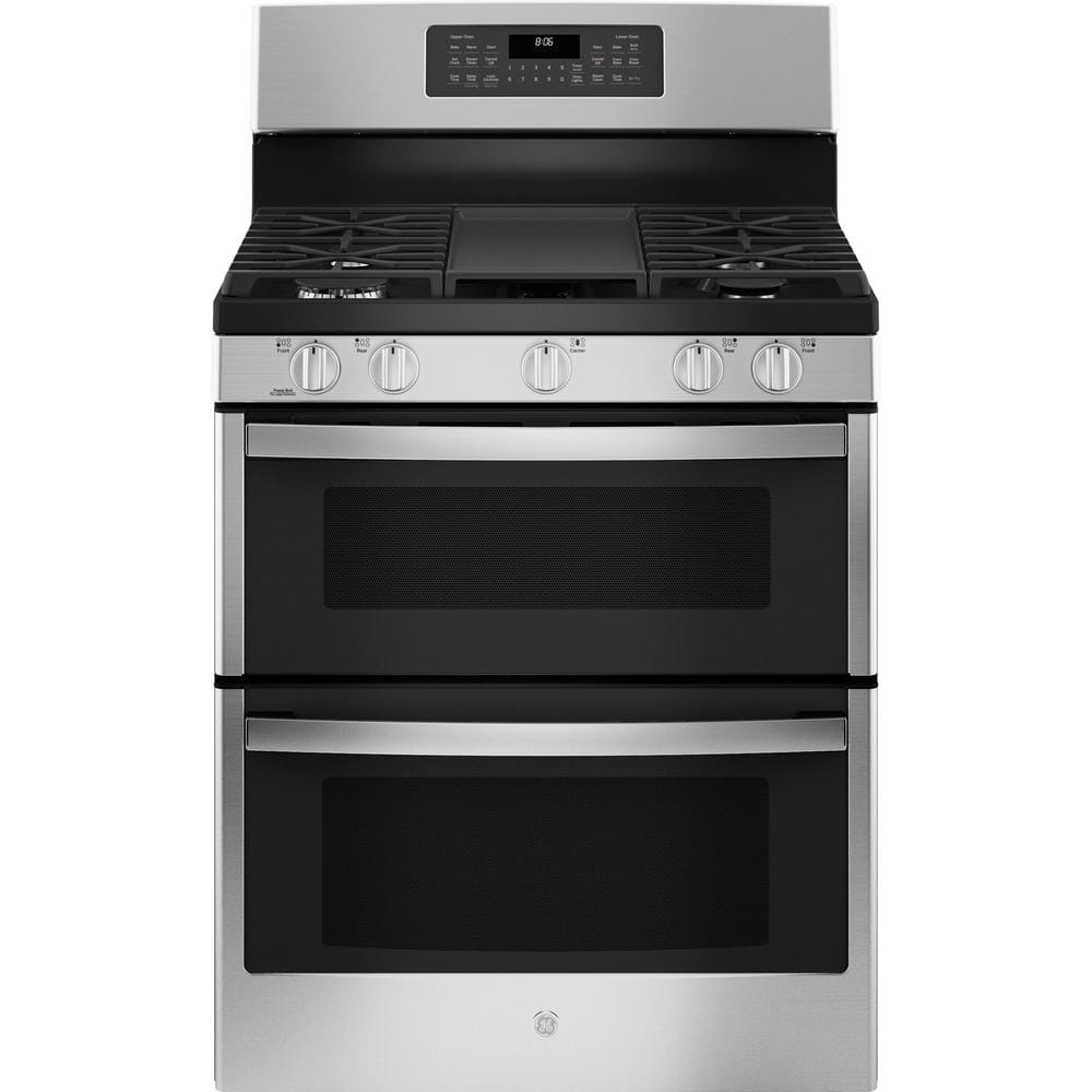 30 In. 6.8 Cu. Ft. Freestanding Double Oven Gas Range in Stainless Steel with Convection and Air Fry