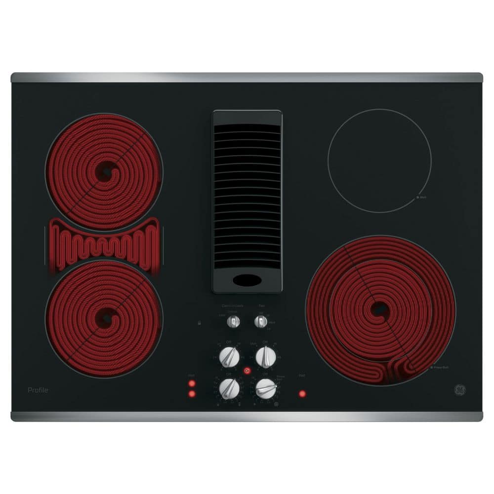 Profile 30 In. 4 Burner Element Downdraft Electric Cooktop in Stainless Steel