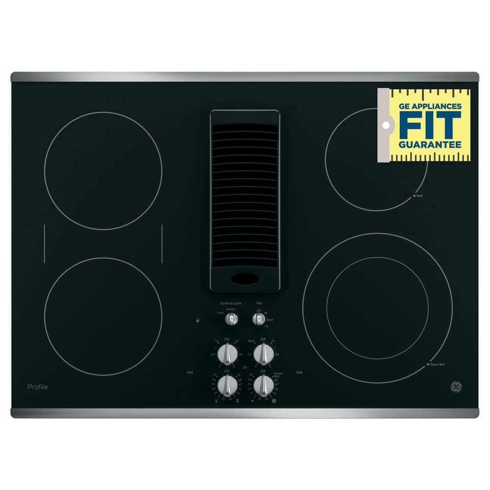 Profile 30 In. 4 Burner Element Downdraft Electric Cooktop in Stainless Steel