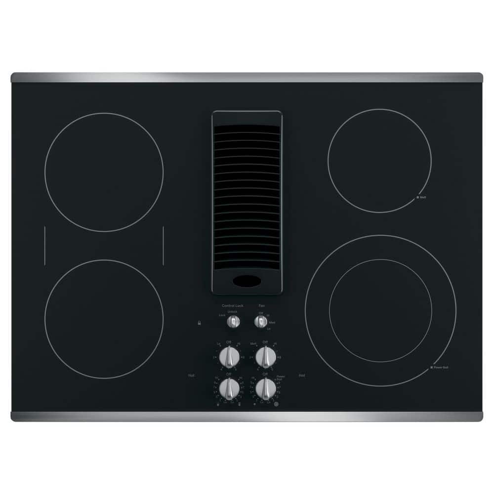 Profile 30 In. 4 Burner Element Downdraft Electric Cooktop in Stainless Steel