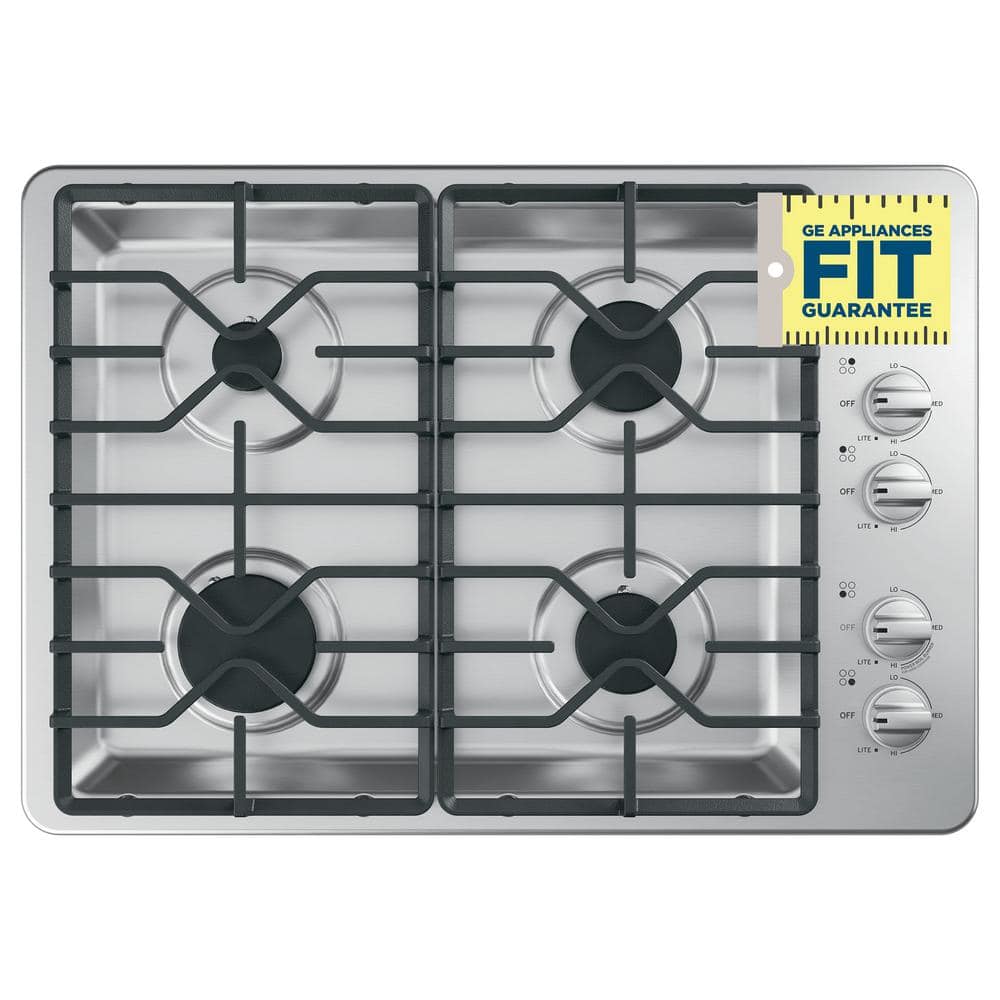 30 In. Gas Cooktop in Stainless Steel with 4-Burners Including Power Burners