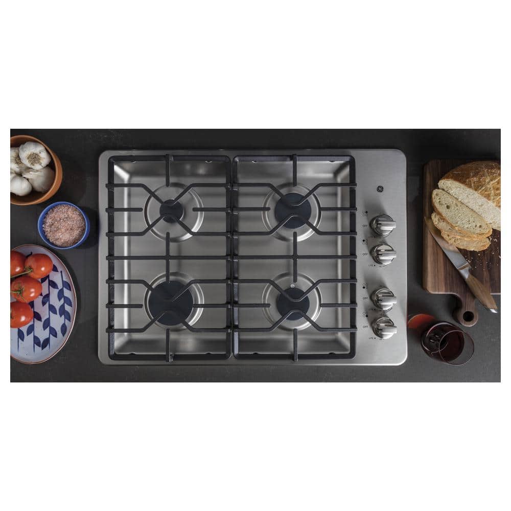 30 In. Gas Cooktop in Stainless Steel with 4-Burners Including Power Burners